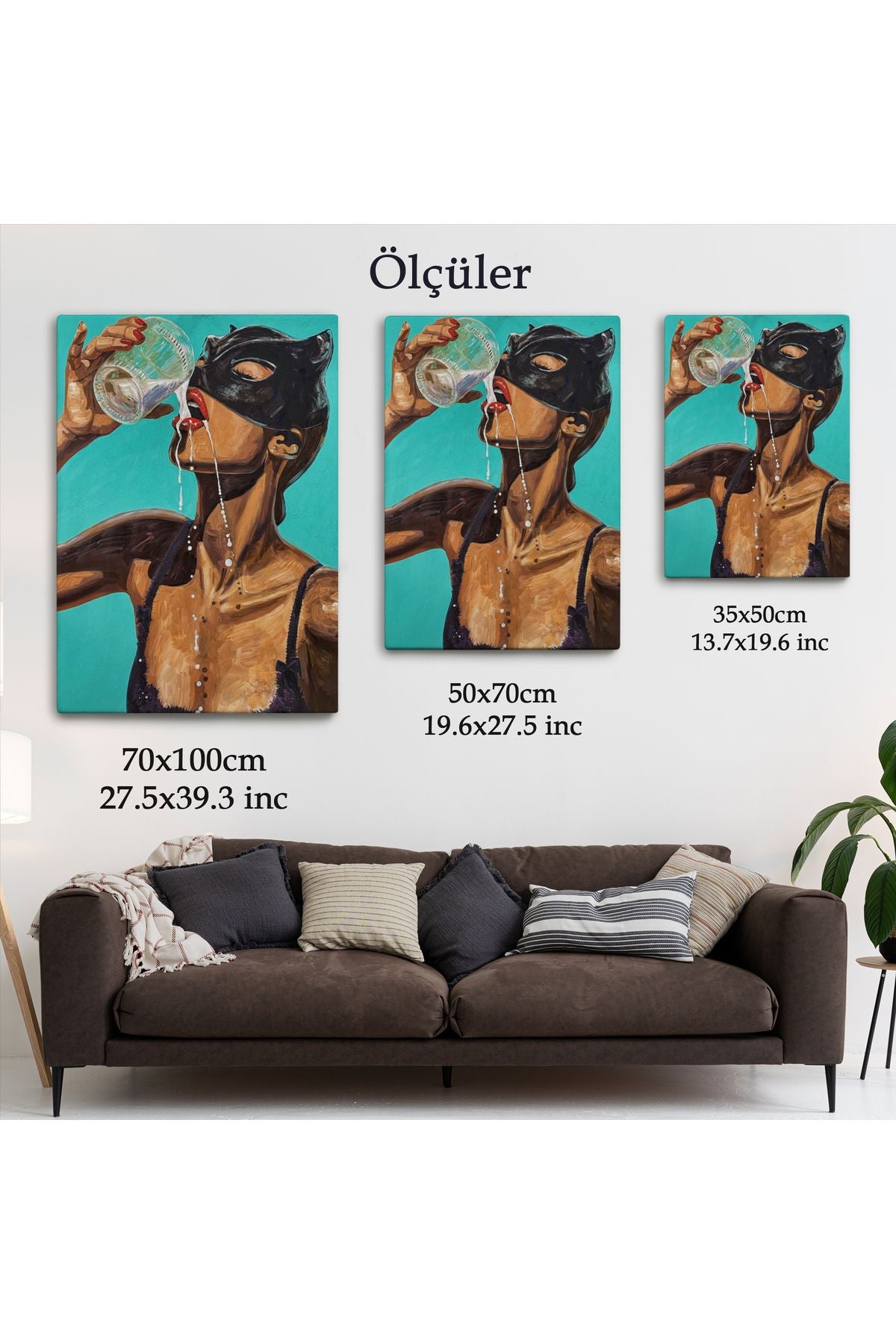 Süt İçen Sexi Kadın Dekoratif Duvar Tablosu-6232