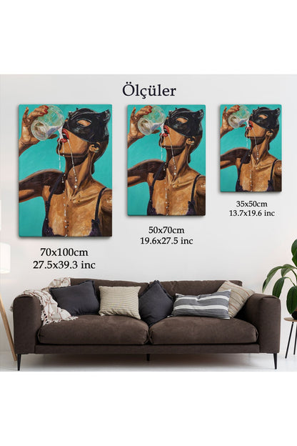 Süt İçen Sexi Kadın Dekoratif Duvar Tablosu-6232