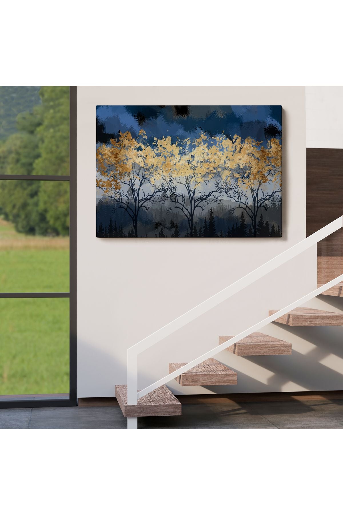 Geceyarısı Orman Manzarazı Yağlıboya Görünüm Dekoratif Tablo-3722