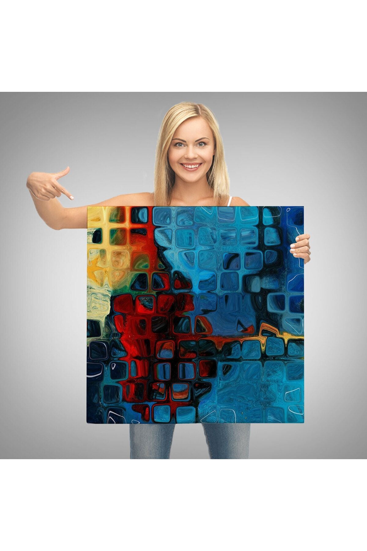 Özel Tasarım Renkli Buz Cam Kanvas Tablo-5883