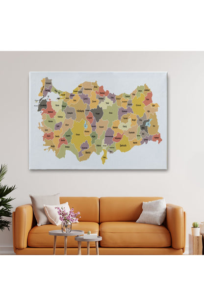 Türkiye Haritası Kanvas Tablo Eğitici ve Öretici Dekoratif Tablo Tablo 3126