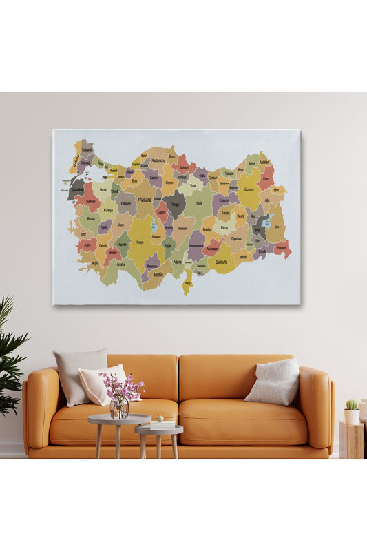 Türkiye Haritası Kanvas Tablo Eğitici ve Öretici Dekoratif Tablo Tablo 3126