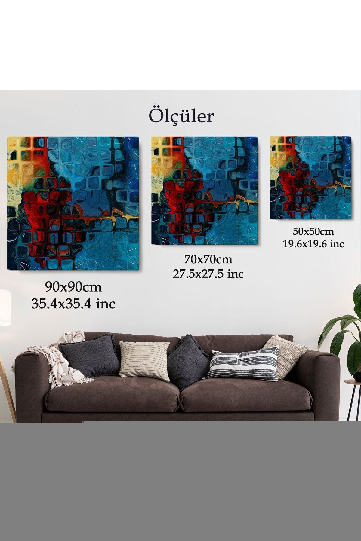 Özel Tasarım Renkli Buz Cam Kanvas Tablo-5883