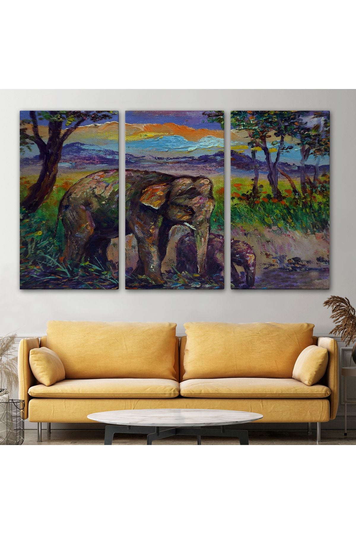 Ormandaki Yavru Fil ve Anne Fil Tablosu-1242