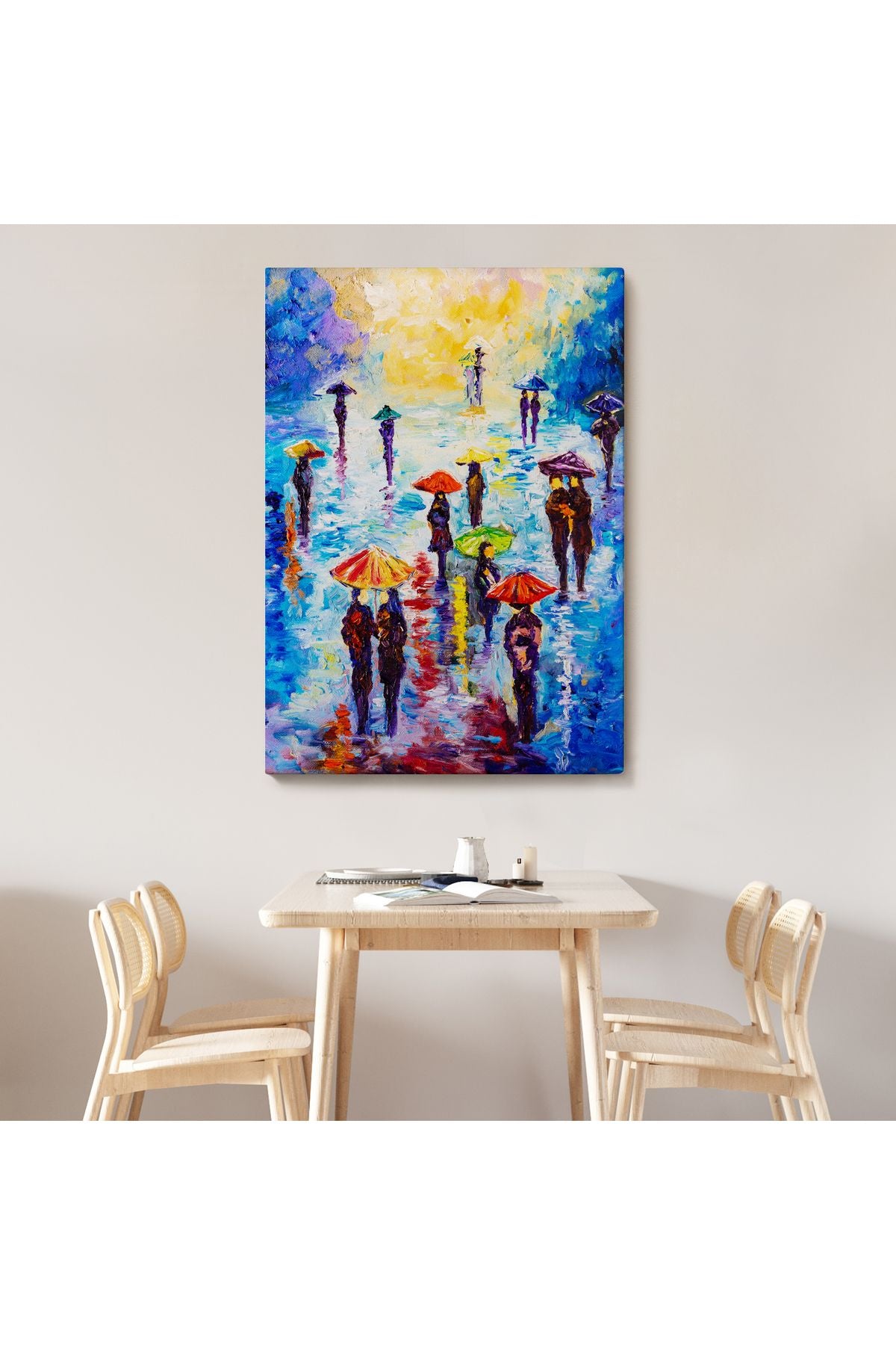 NW Özel Renkli Şemsiyeli İnsanlar Tablosu-5923