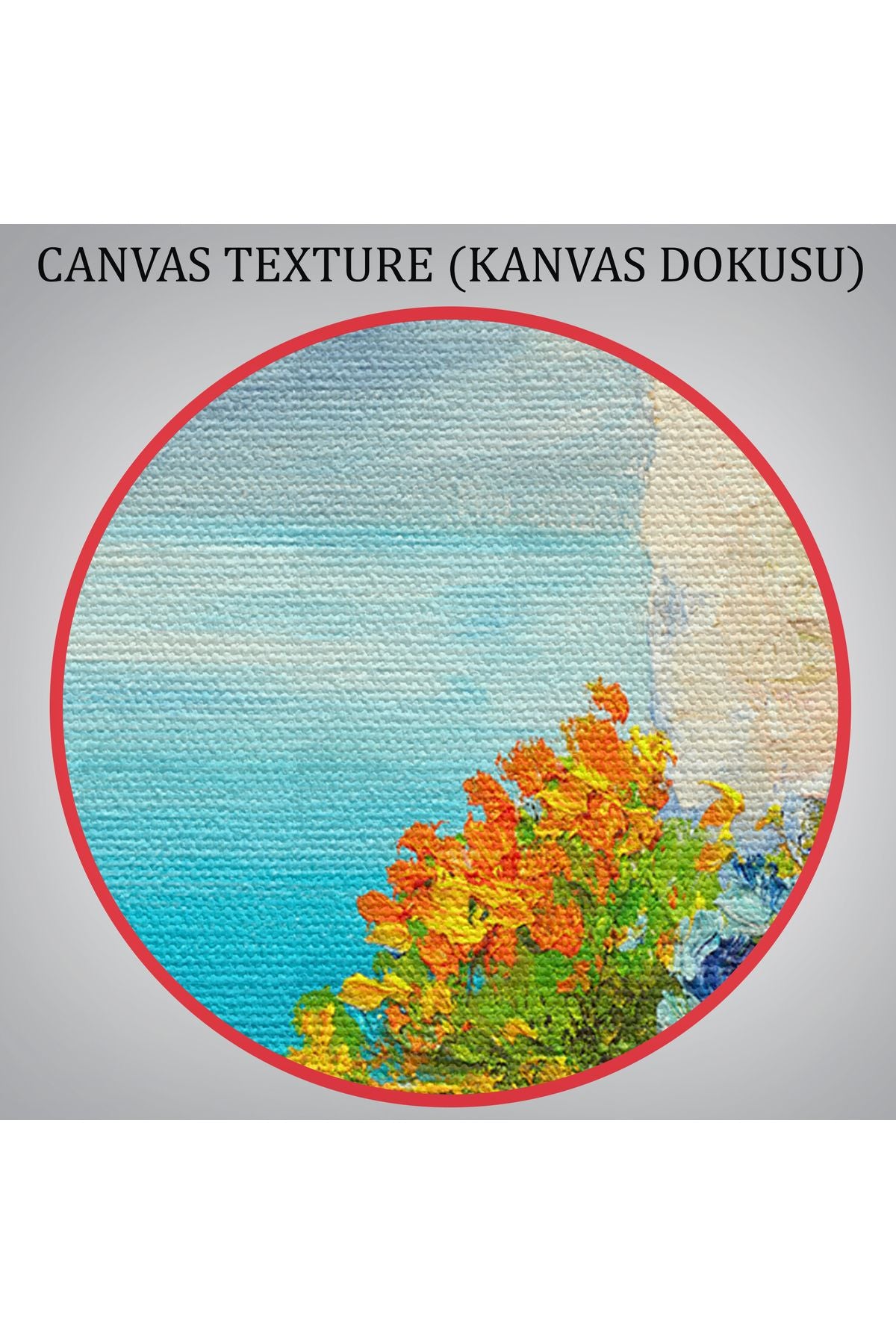 Çiçekler Arasındaki Deniz Manzaralı Ev Duvar Tablosu-3640