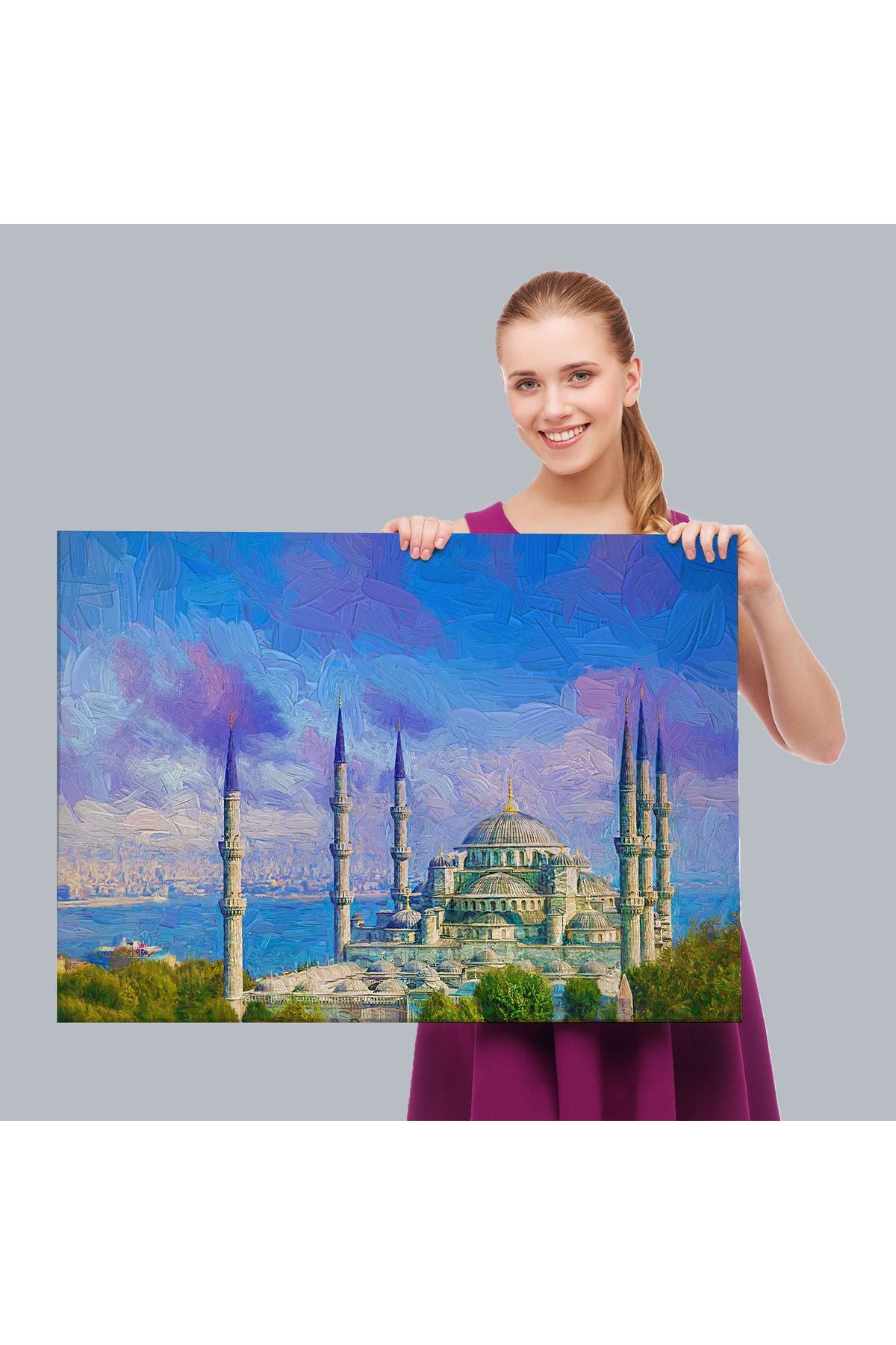 Sultan Ahmet Camii Yağlıboya Görünüm Kanvas Duvar Tablosu-3691