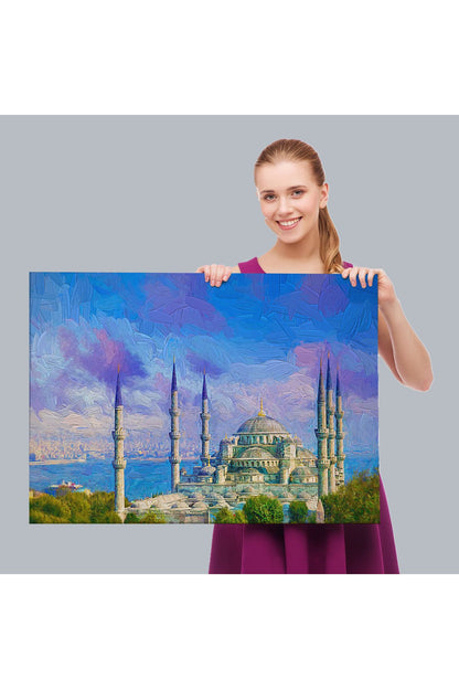 Sultan Ahmet Camii Yağlıboya Görünüm Kanvas Duvar Tablosu-3691