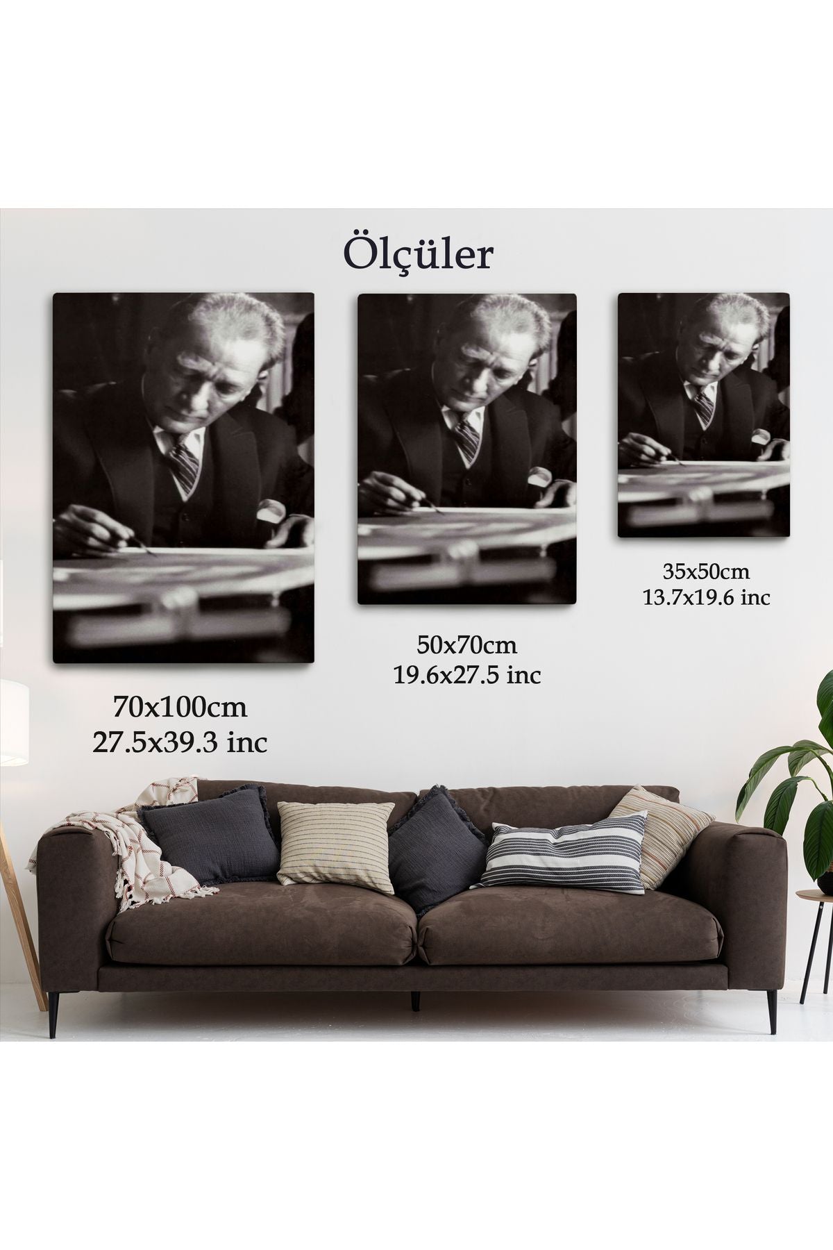 Atatürk Portre Tablosu Mustafa Kemal Atatürk Dikdörtgen Dekoratif Kanvas Tablo-FB-126