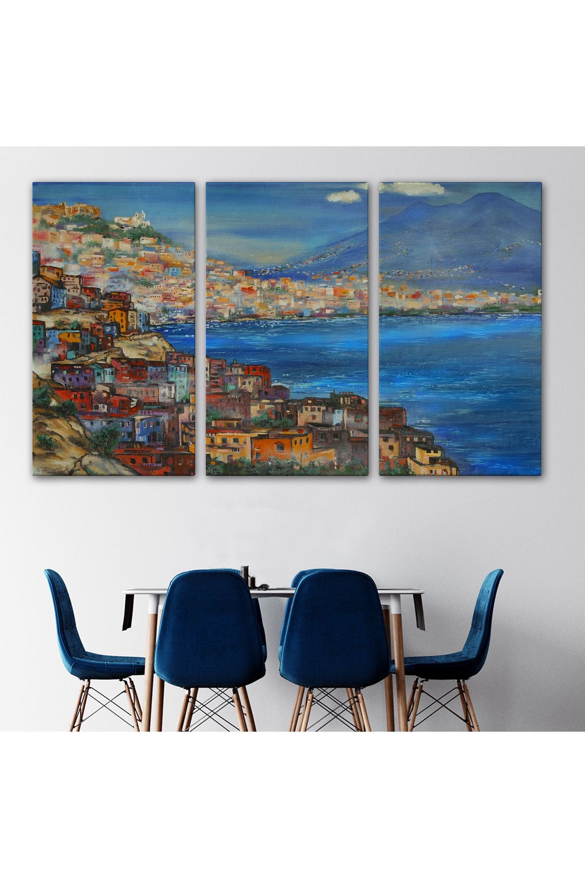 Napoli Manzarası Yağlıboya Görünüm Dekoratif Kanvas Duvar Tablosu-3435