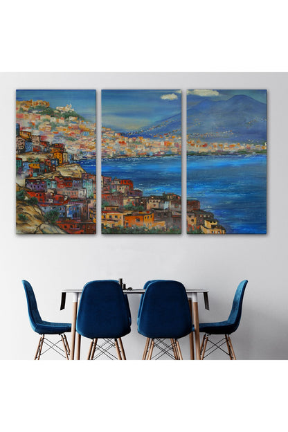 Napoli Manzarası Yağlıboya Görünüm Dekoratif Kanvas Duvar Tablosu-3435