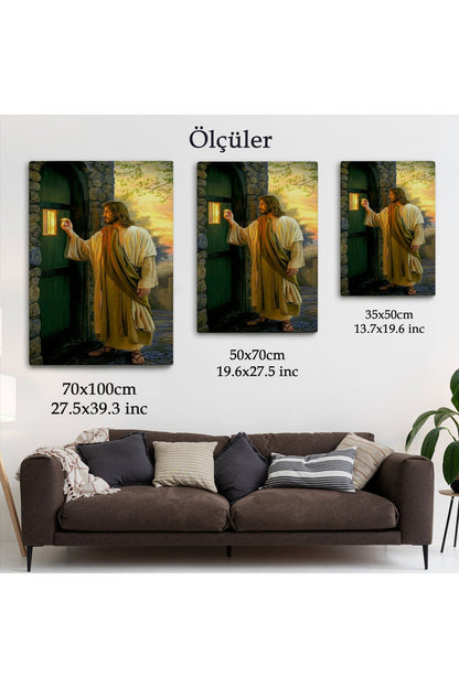 İsa Mesih Kapıyı Çalıyor, Hristiyan Duvar Sanatı, Kilise Hediyesi Kanvas Tablo-5271