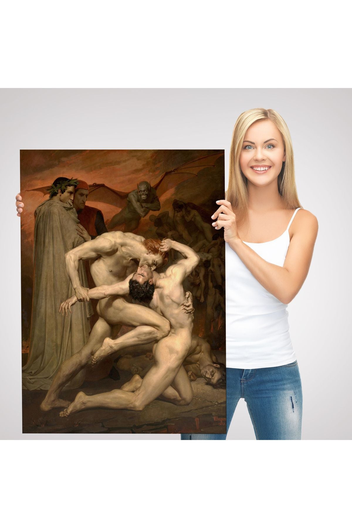 Dante ve Virgil Cehennemde William Adolphe Bouguereau Klasik Kanvas Tablo-5265