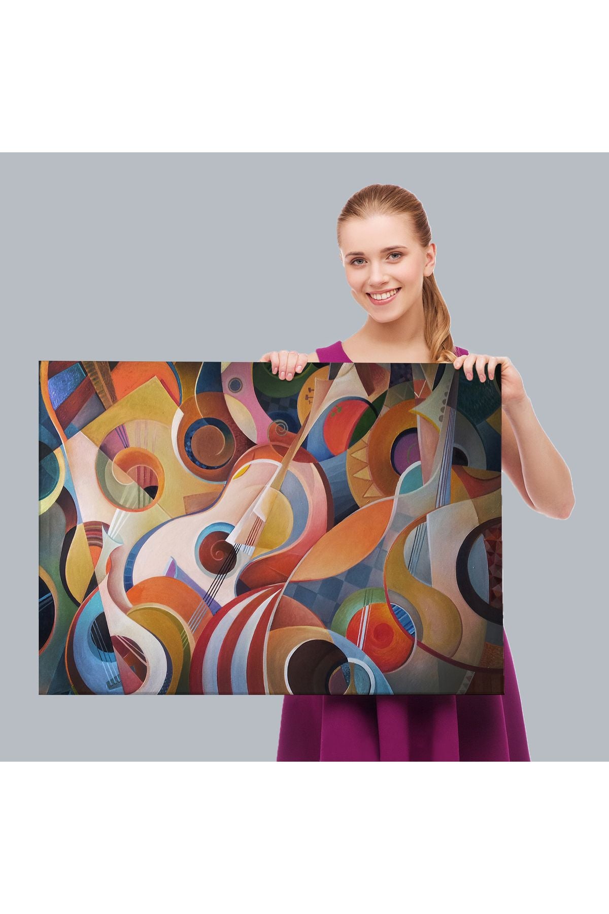 arg001 seri Müzik Temalı Soyut Yağlıboya Görünüm Dekoratif Kanvas Tablo-3705