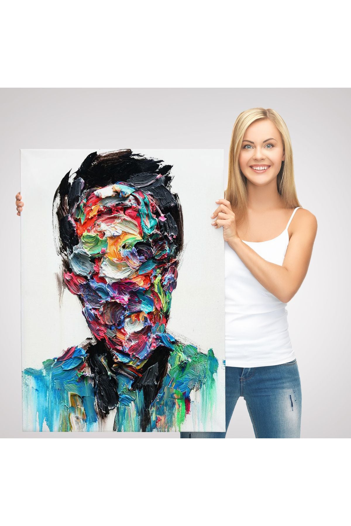 Soyut Erkek Portresi Yağlıboya Görünümlü DuvarTablosu-6320