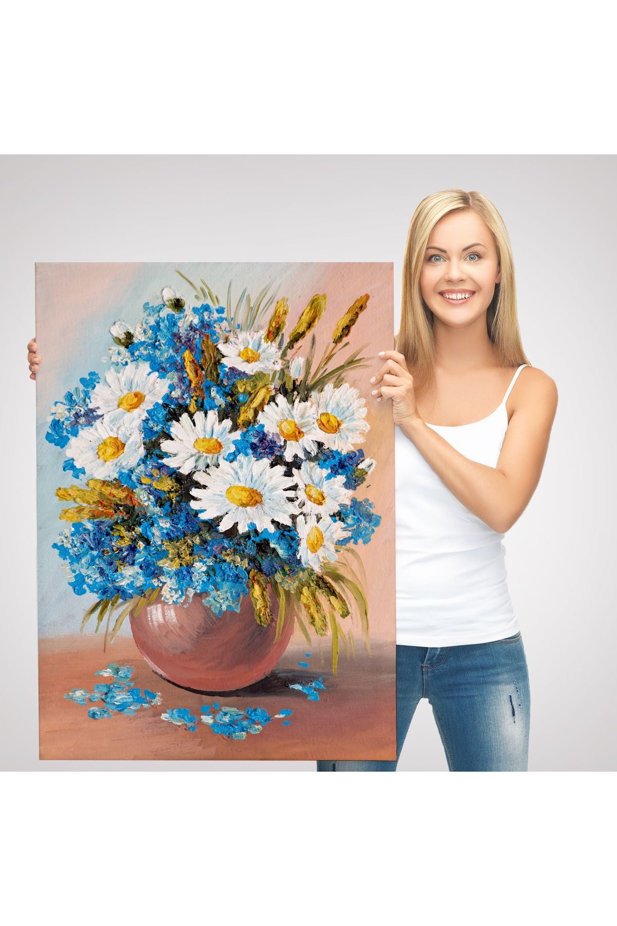 Vazodaki Mavi Betaz Çiçekler Tablo-5975