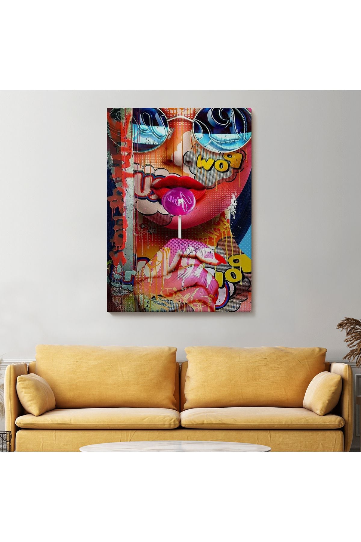 HG Pop Art Sokak Sanatı Renkli Kadın Dekoratif Duvar Tablosu-6107