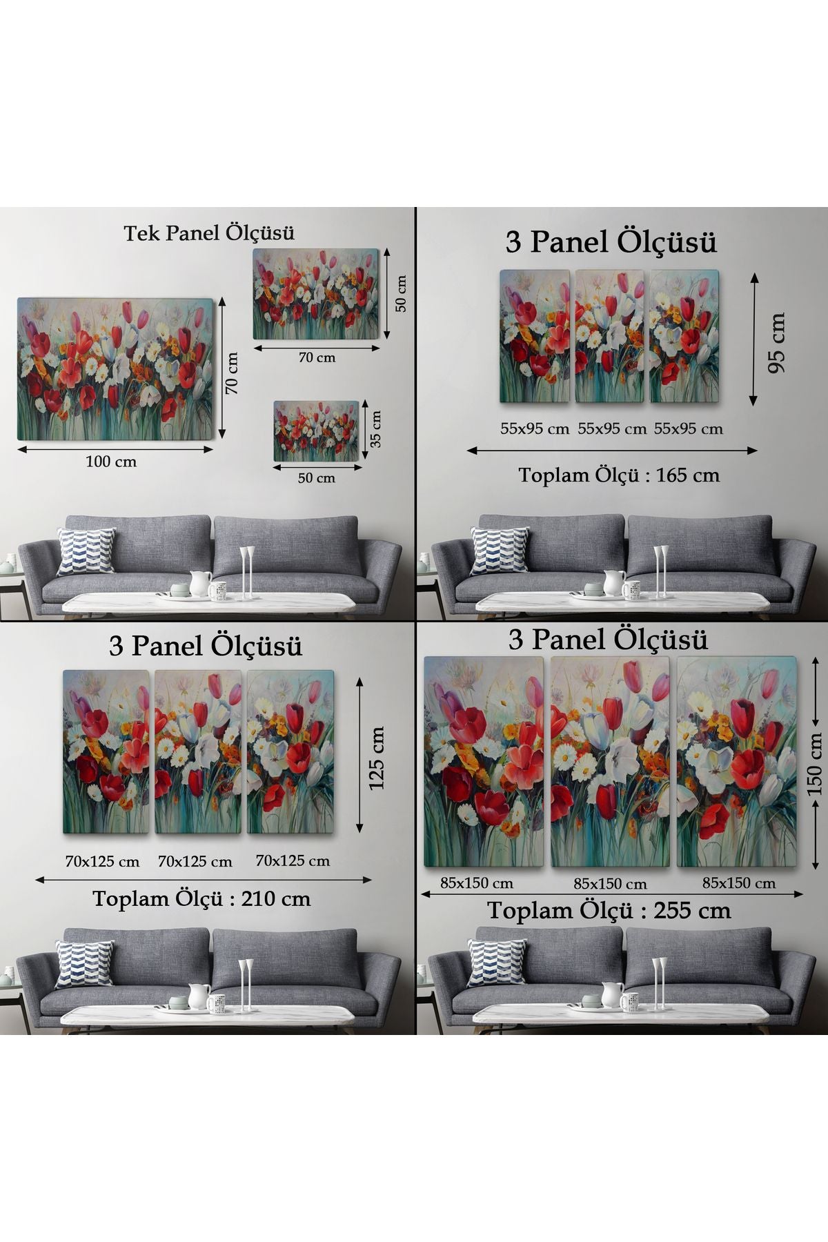 Kır Çiçekleri Yağlıboya Görünüm Dekoratif Kanvas Duvar Tablosu-3581