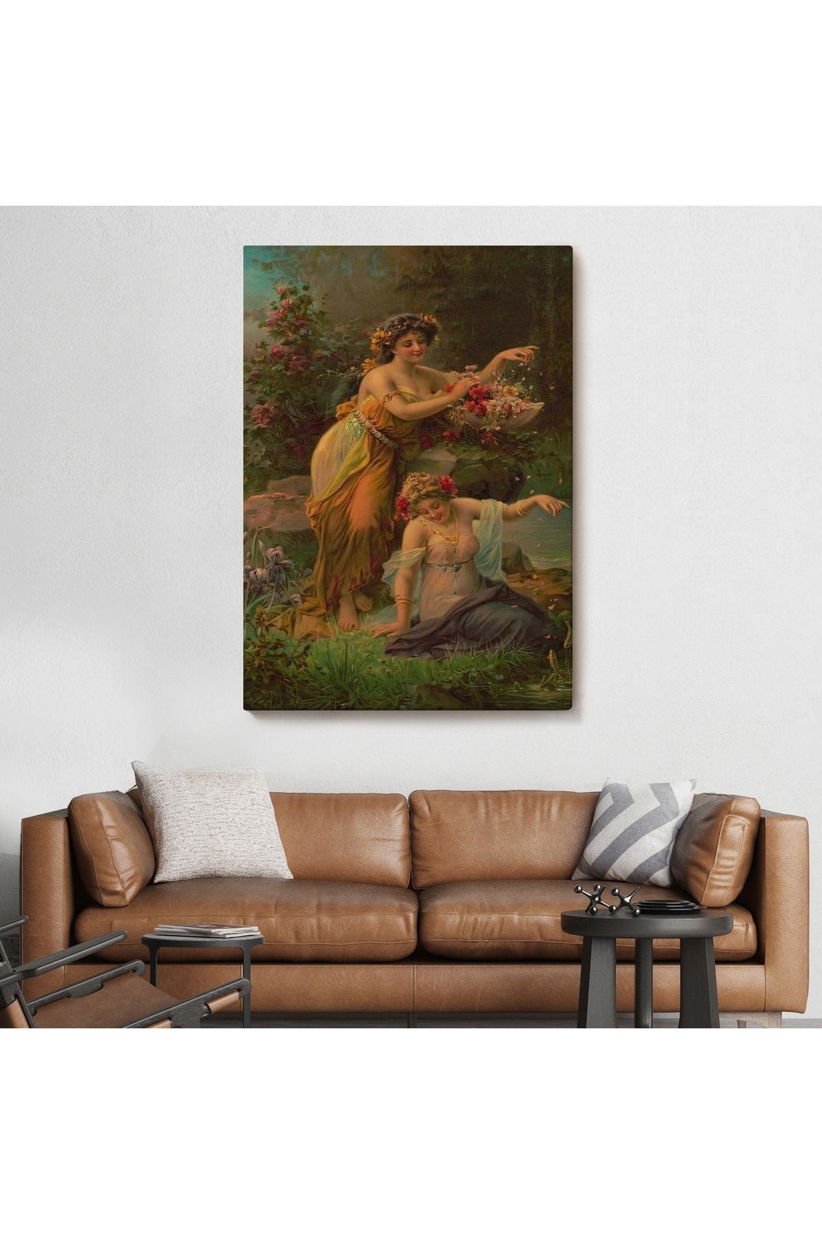 Göl kenarındaki Çiçekli Kadın Dekoratif Duvar Tablosu-6248
