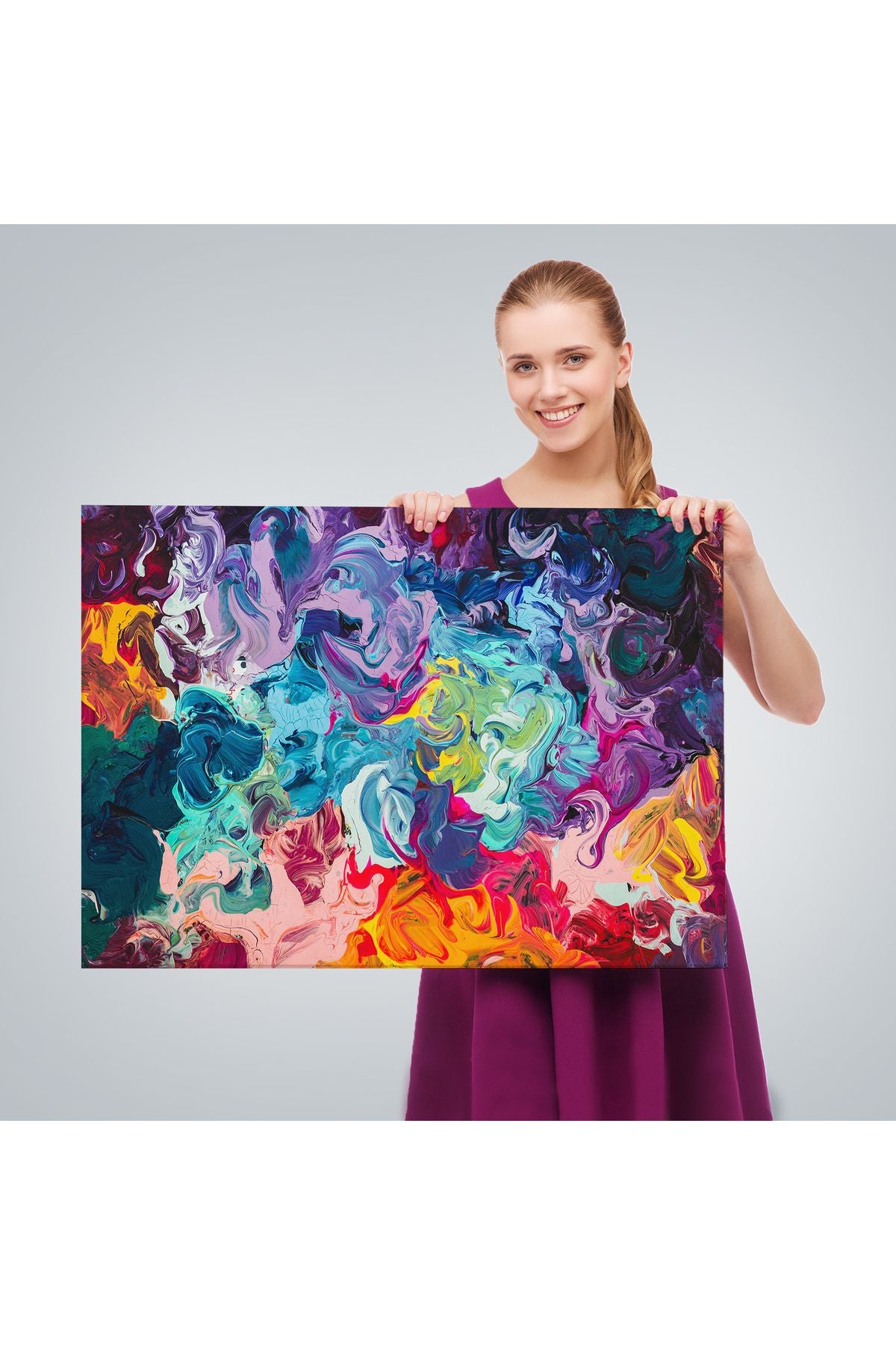 Modern Tarz Yağlıboya Görünüm Dekoratif Kanvas Duvar Tablosu-3524