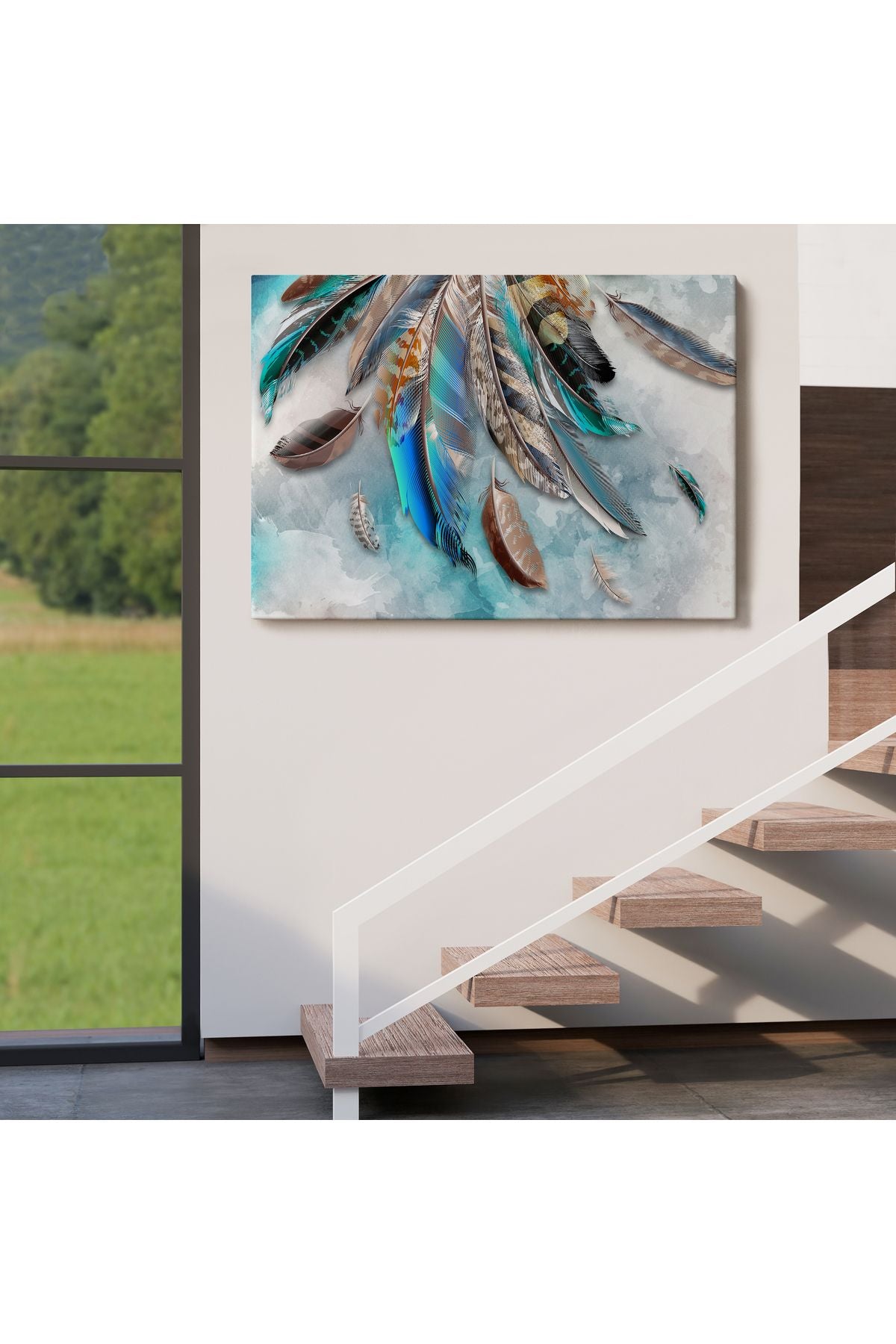 DB Kuş Tüyü Dekoratif Kanvas Duvar Tablosu -3423