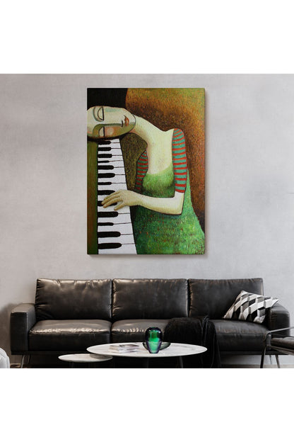Dekoratif Kanvas Tablo, Duvar Tablosu-Piyano Virtüözü Kadın 6495