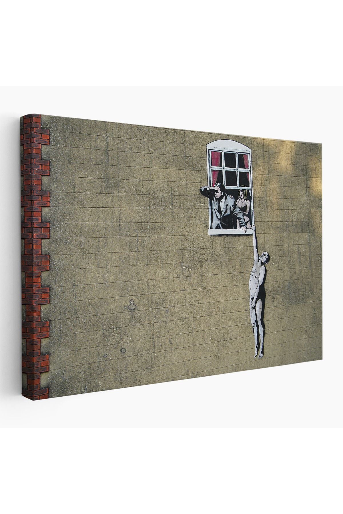 Banksy, Kocası Tarafından Basılan Kadın Kanvas Tablo-5093