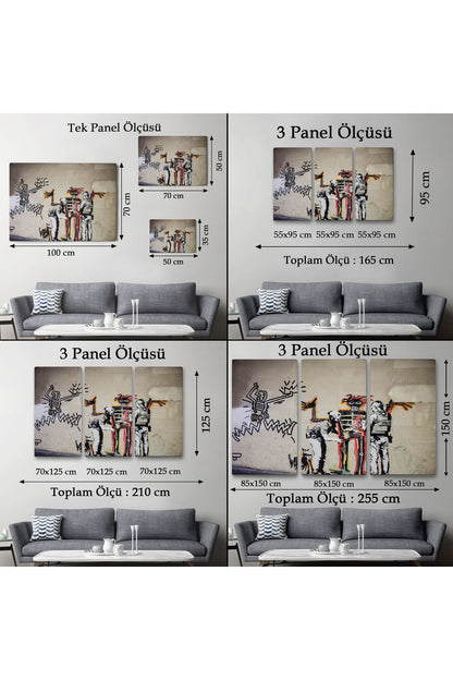 Bansky Grafitiyi Arayan Polisler Kanvas Tablo-5018
