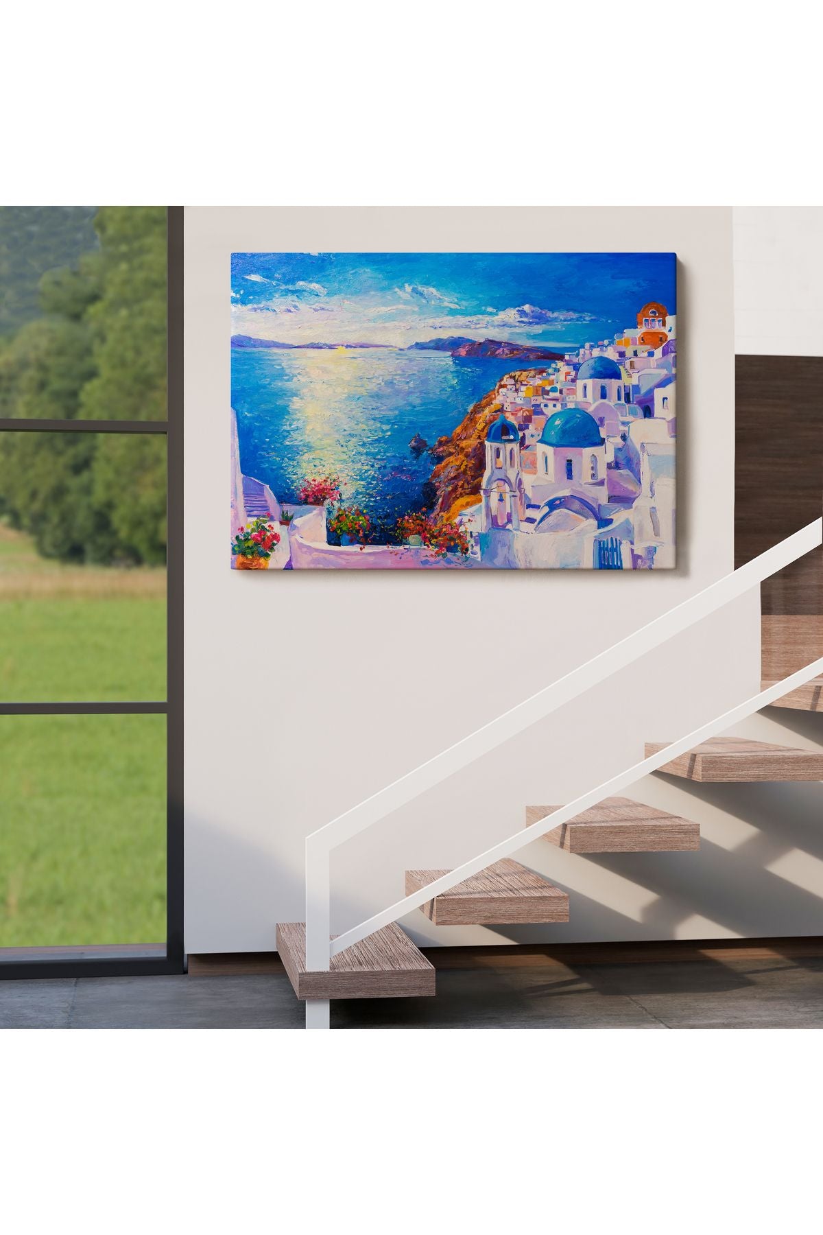 Mikanos Yunanistan Yağlıboya Görünüm Dekoratif Tablo-3572