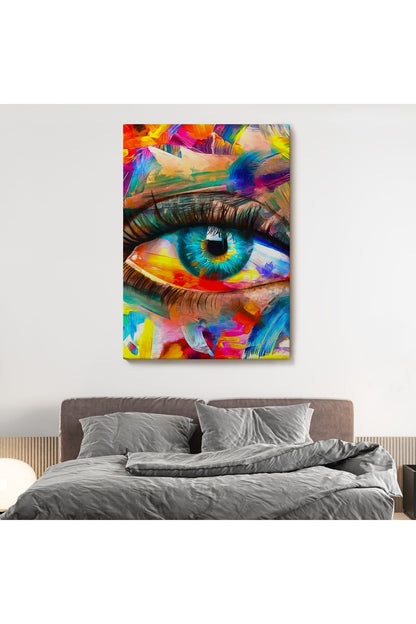 Renkli Yağlıboya Görünümlü Göz Tablosu-6329