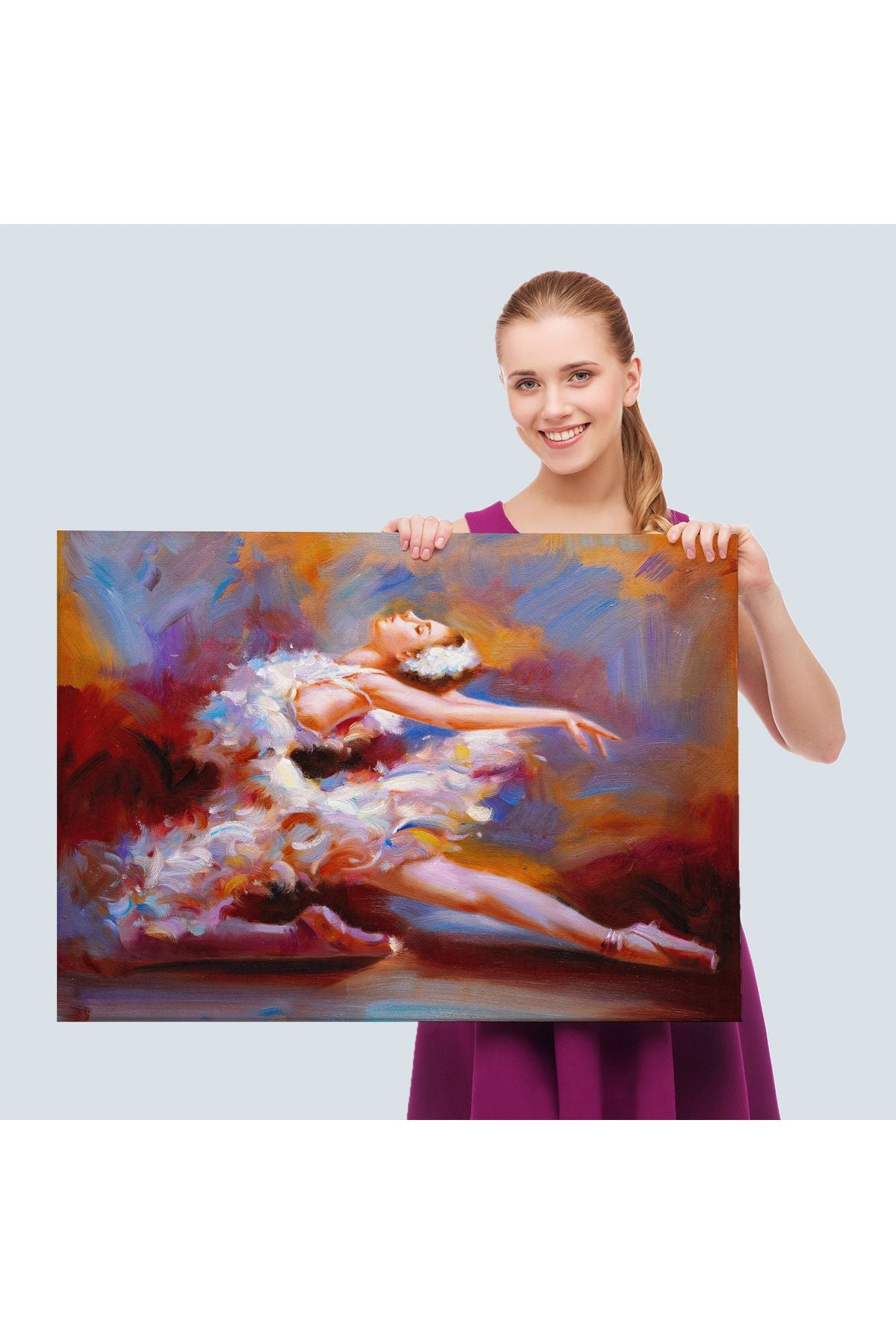 Balerin Kadın Yağlıboya Görünümlü Kanvas Tablo, Sanat Evi Dedoru-5026