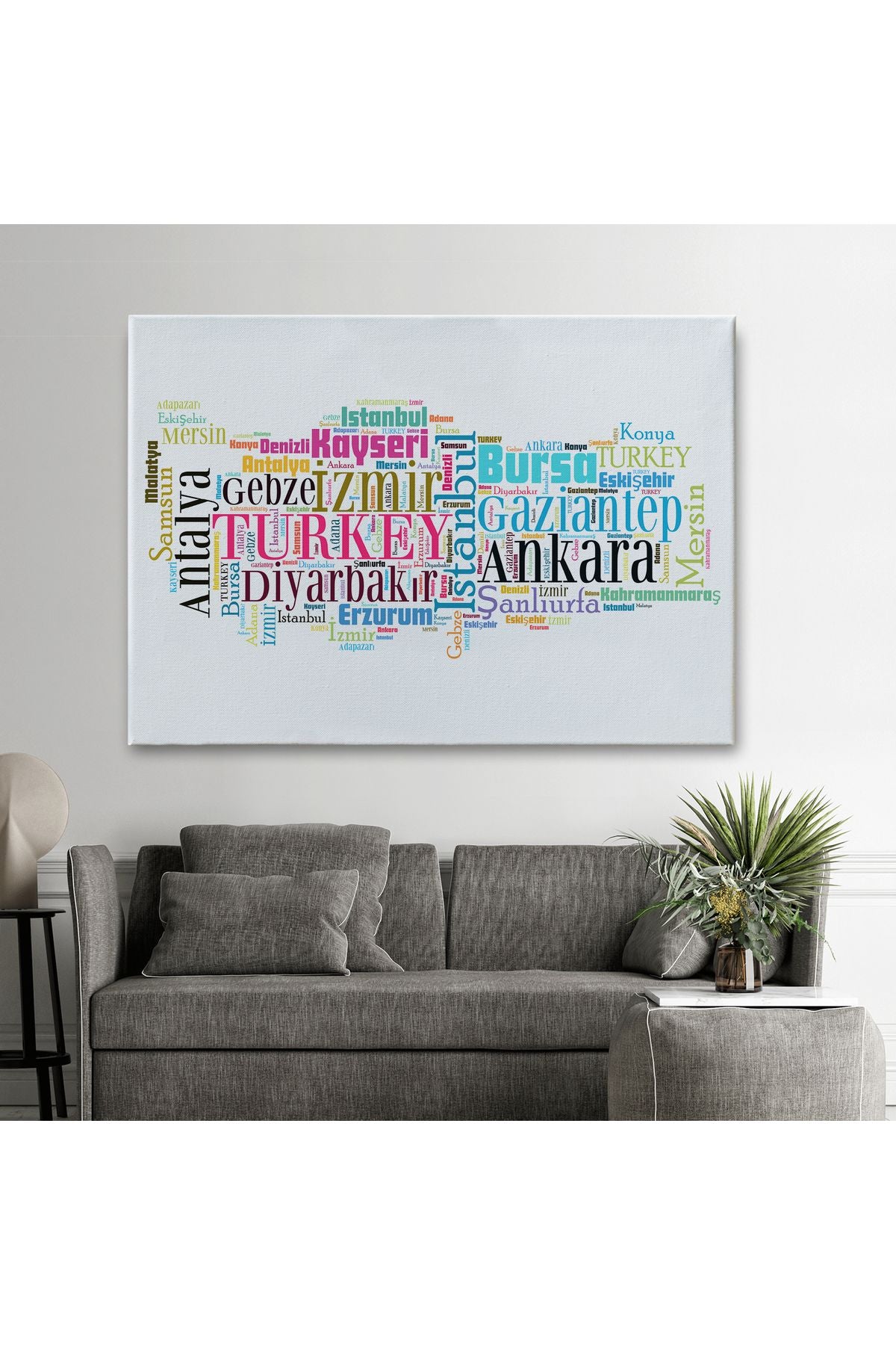 DB İller İsimli Dekoratif Kanvas Tablo 1003
