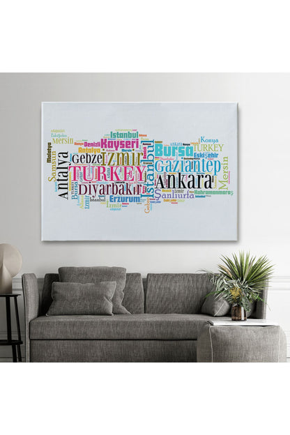 DB İller İsimli Dekoratif Kanvas Tablo 1003