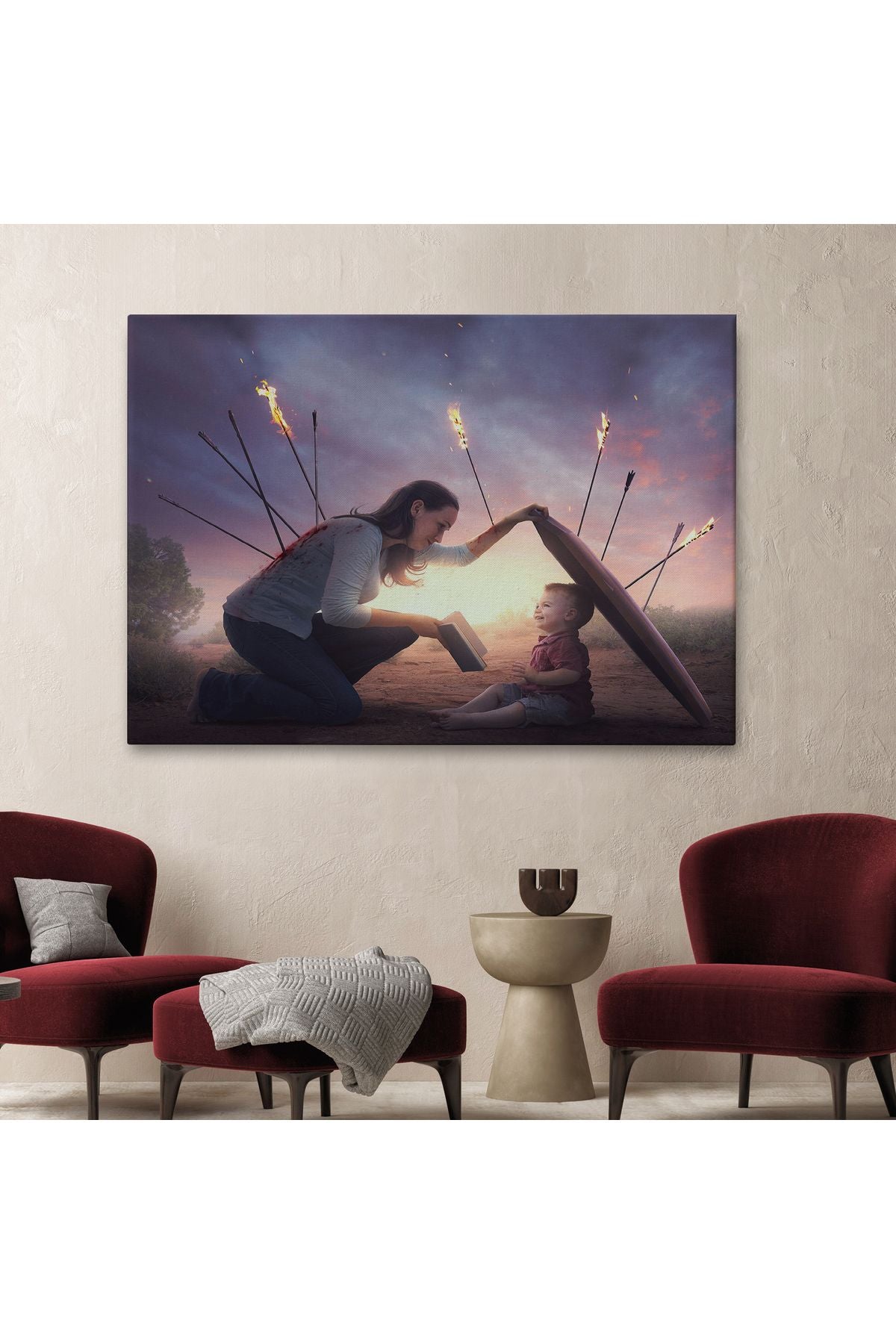 Çocuğunu Bilgi İle Koruyan Anne Kanvas Tablo, Kütüphane Posteri-5411