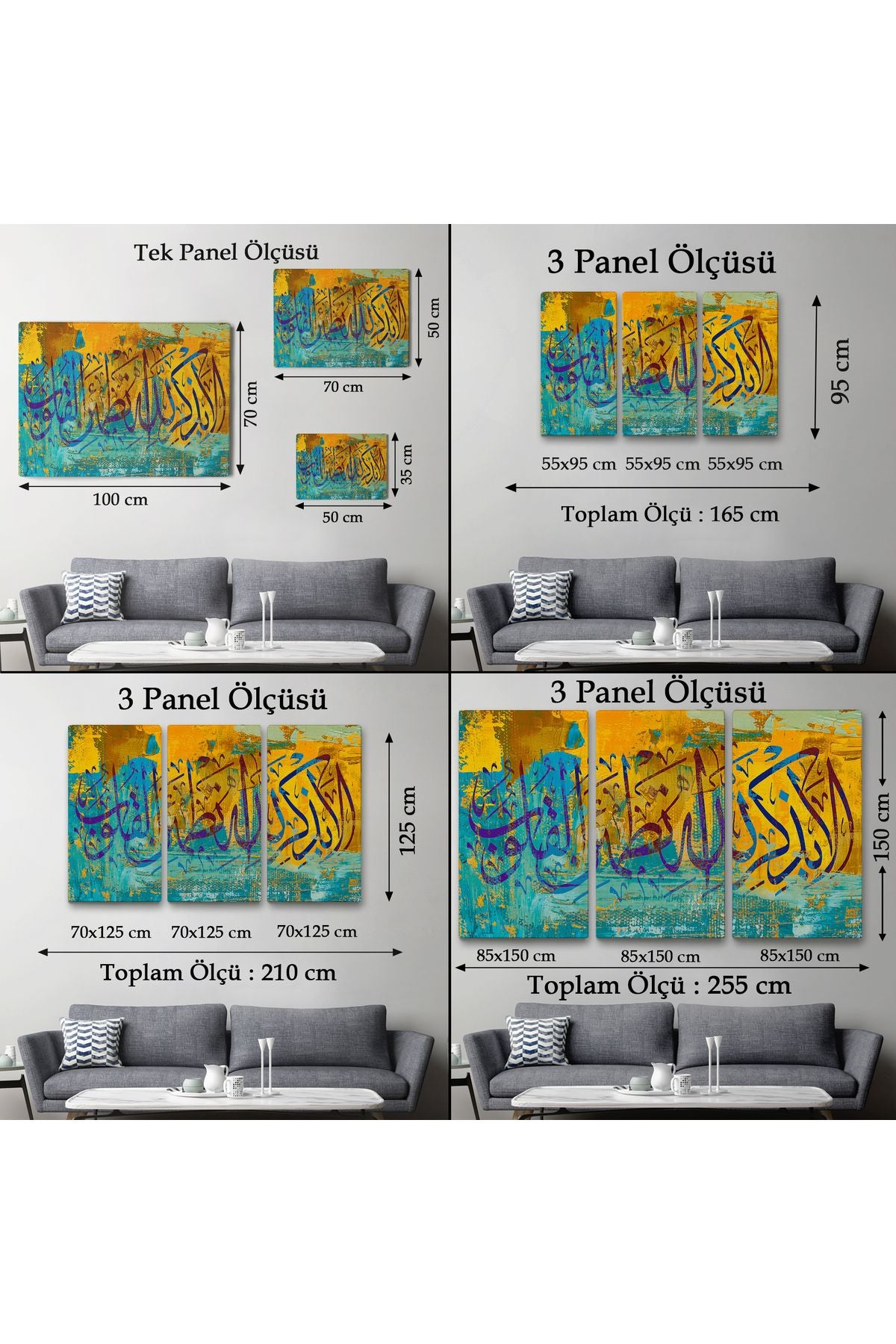 Kalpler Ancak Allah'ı Anmakla Huzur Bulur (Rad suresi 28. Ayet) Yazılı Kanvas Tablo-3295