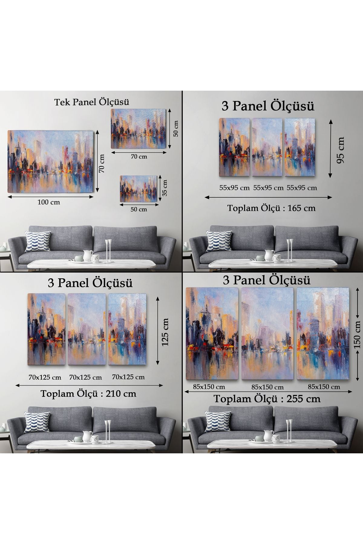 Su Yansimaları ve Şehir Yağlıboya Görünüm Dekoratif Kanvas Duvar Tablosu-3626