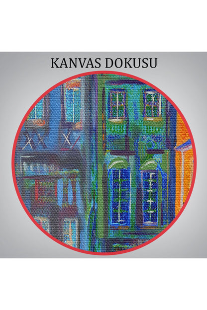 Hollanda Evleri Yağlıboya Görünüm Dekoratif Kanvas Tablo-3442
