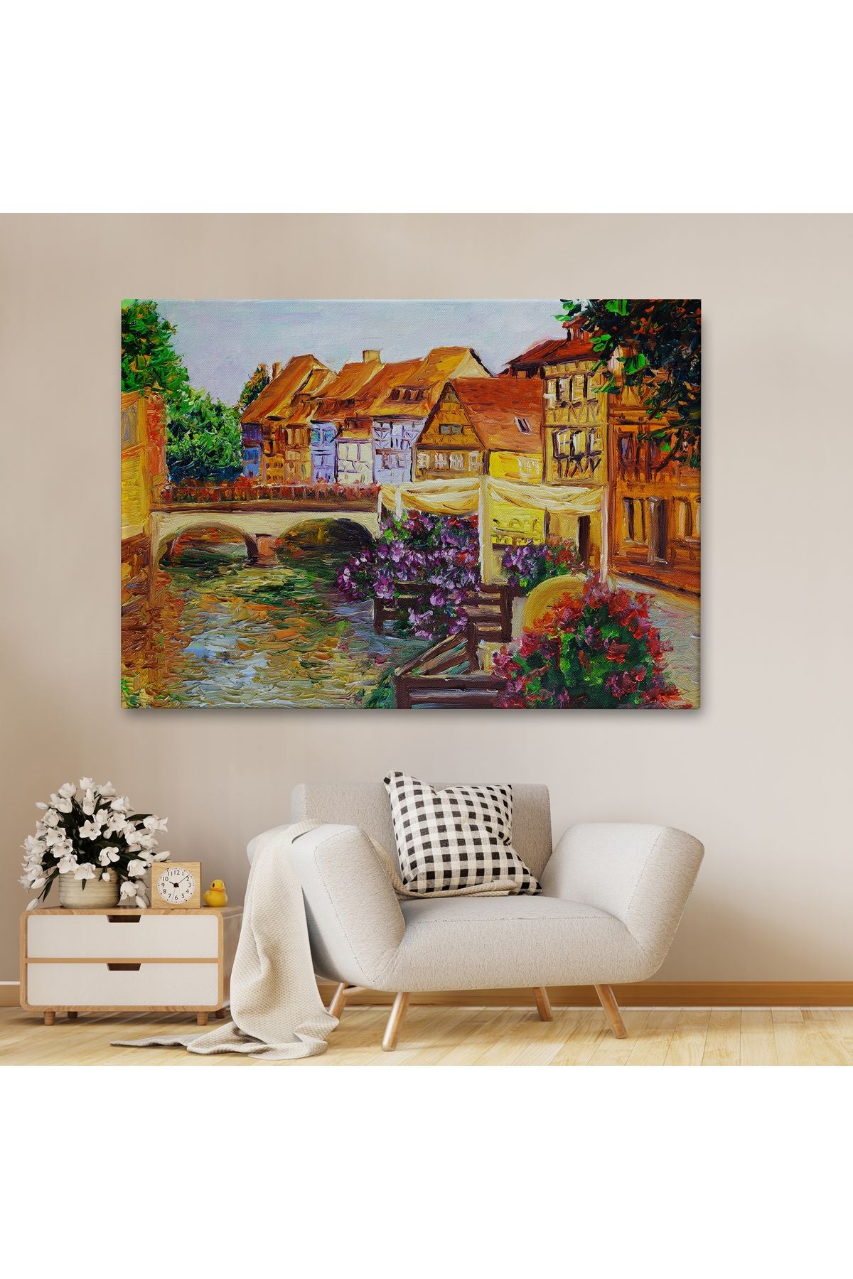 Venedik İtalya Yağlıboya Görünüm Dekoratif Kanvas Duvar Tablosu-3432