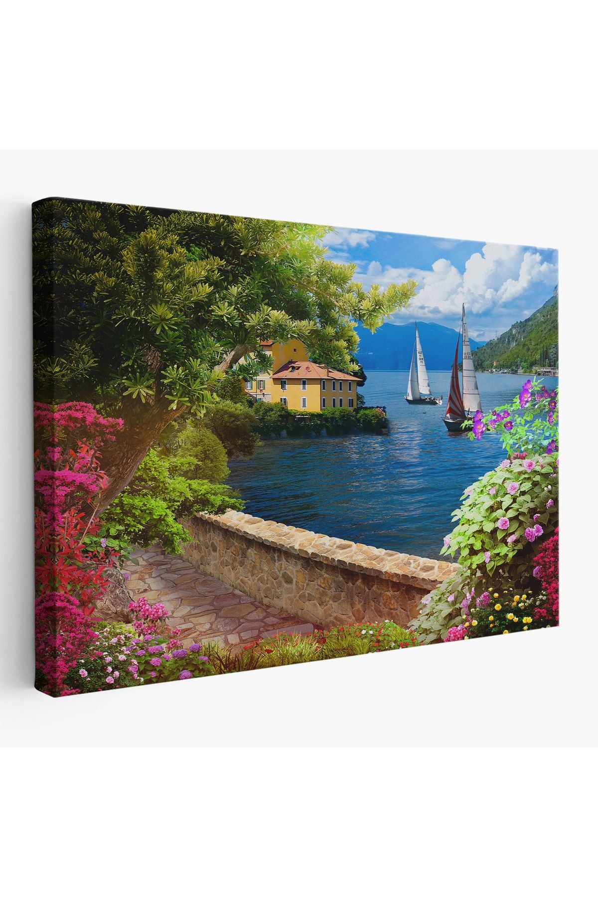 Denize Açılan Çiçekli Yol Duvar Tablosu-3606
