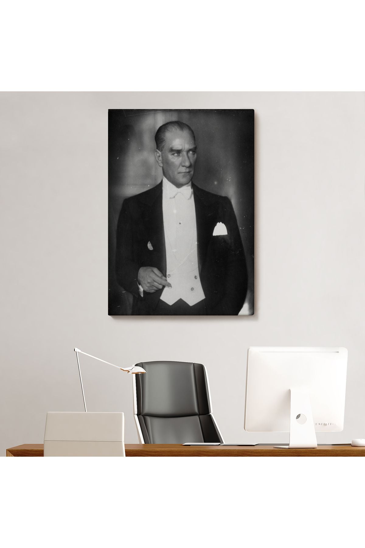 Atatürk Portre Tablosu Mustafa Kemal Atatürk Dikdörtgen Dekoratif Kanvas Tablo-FÖ-139