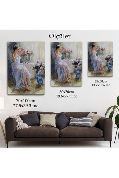 Beyaz Elbiseli Güzel Kız Duvar Tablosu-6013