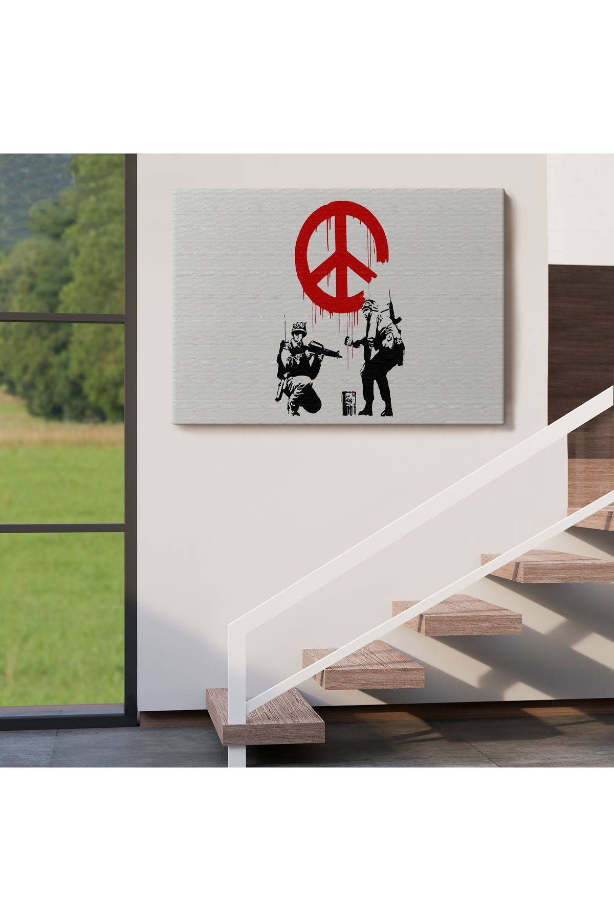 Bansky, Barış İşareti Yapan Askerler Kanvas Tablosu-5109