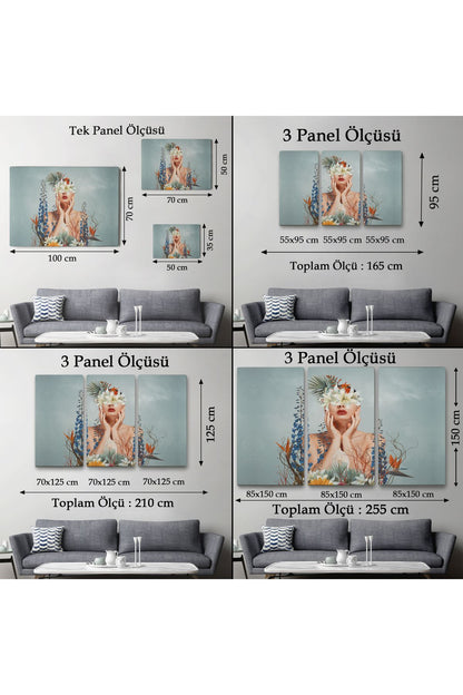 Çiçekler İçindeki Güzel Kadın Portresi Kanvas Tablo-5024