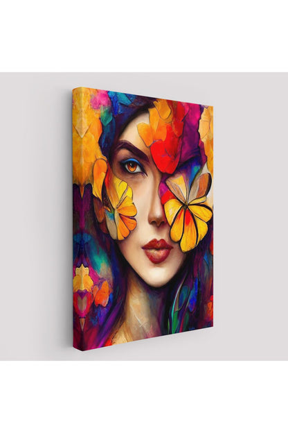 Çiçek ve Kadın Temalı Dekoratif Duvar Tablosu-6192