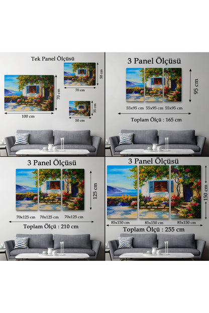Deniz Manzaralı Güzel Ev Dekoratif Kanvas Duvar Tablosu-3437