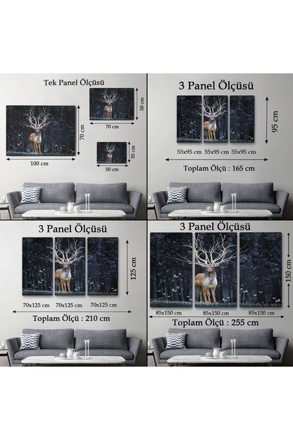 Özel Tasarım, Dekortif  BaskıOrmandaki Geyik Tablosu-6566