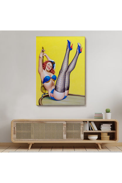 Amerikalı Güzel Kadın Çizgi Roman Kapağı Duvar Tablosu-6231