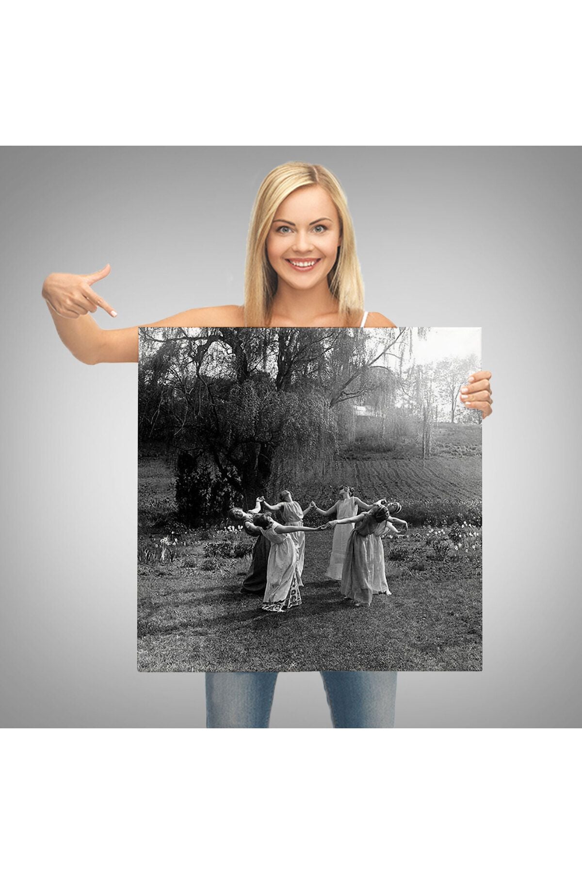 arg001 seri Vintage Kadınlar Dans Ediyor Kanvas Tablo, Gotik Ev Dekorasyonu, Ritüel Daire Dansı-5334