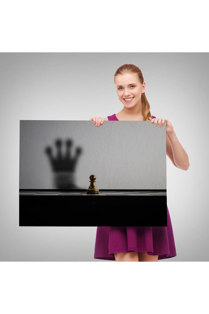 Satranç Gölgesi Taç Kanvas Duvar Sanatı, Yurt ve Ofis Dekoru-5390