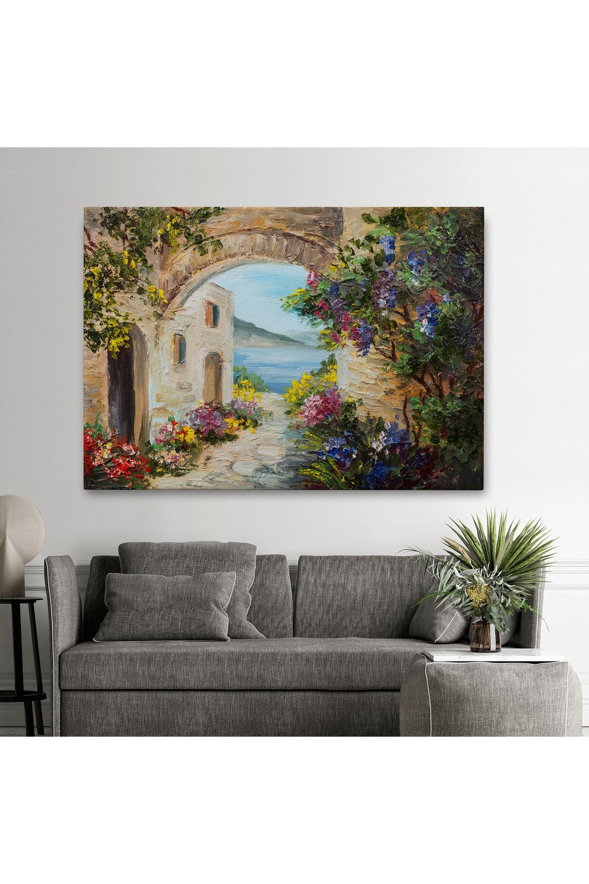 Yaz Manzarası Yağlıboya Görünüm Dekoratif Kanvas Duvar Tablosu-3476